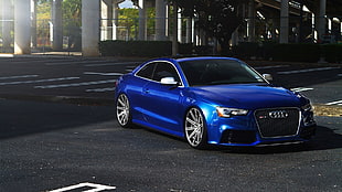 blue Audi A-series sedan, car, vehicle, Audi, Audi RS5
