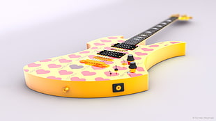 yellow and black electric guitar, hide (musician), guitar, B.C. Rich, Mocking bird