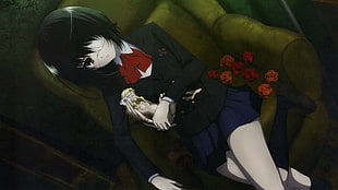 black-haired female anime character illustration, anime, Another, Misaki Mei, skirt