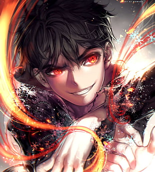 male anime character wallpaper, Jack Nightmare, anime boys, red eyes, glowing eyes