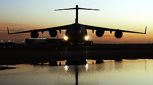 silhouette of airplane, military aircraft, airplane, jets, C-17 Globmaster HD wallpaper