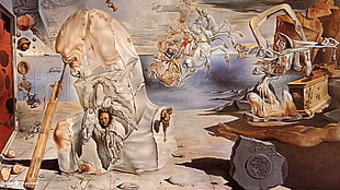gray and brown artwork, Salvador Dalí, Salvador Dalí, painting, fantasy art HD wallpaper