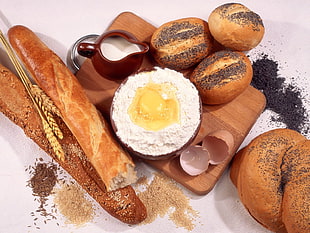 baked bread and egg HD wallpaper