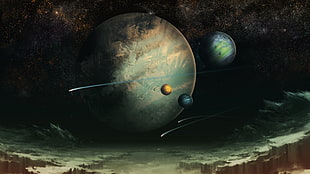 Solar System illustration, artwork, science fiction, space art, space