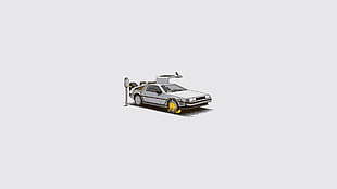 white coupe, minimalism, Back to the Future