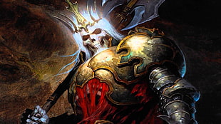 Wraith King illustration, creature, skull, king, video games