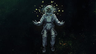astronaut digital wallpaper, astronaut, butterfly, space, stars