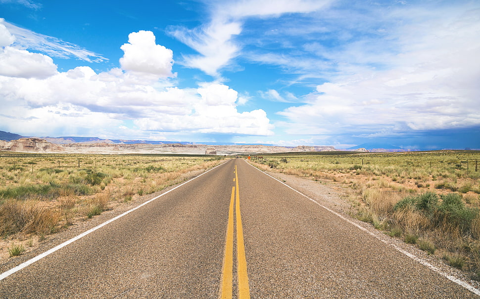 gray road HD wallpaper