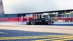 black supercar, car, Lamborghini Aventador HD wallpaper
