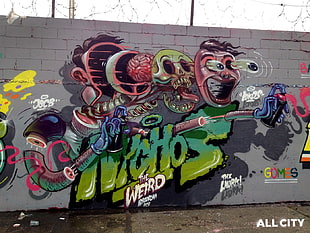 human skull graffiti wall, graffiti