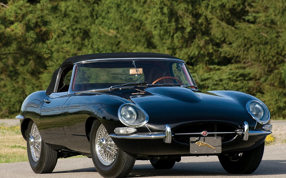 black Convertible coupe HD wallpaper