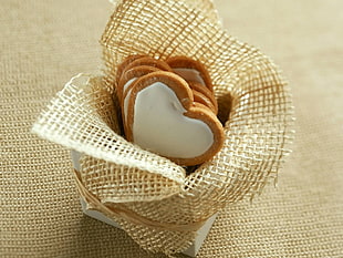 heart biscuits in basket