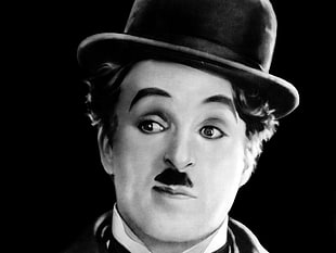 Charlie Chaplin grayscale photo HD wallpaper