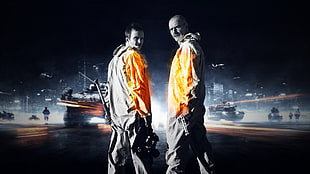 men's gray and orange jacket illustration, Breaking Bad, Battlefield 3, Walter White, Jesse Pinkman HD wallpaper