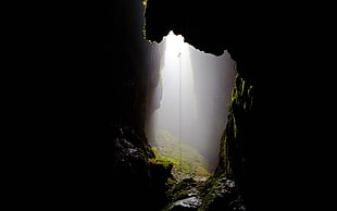 green cave, cave, climbing, nature HD wallpaper