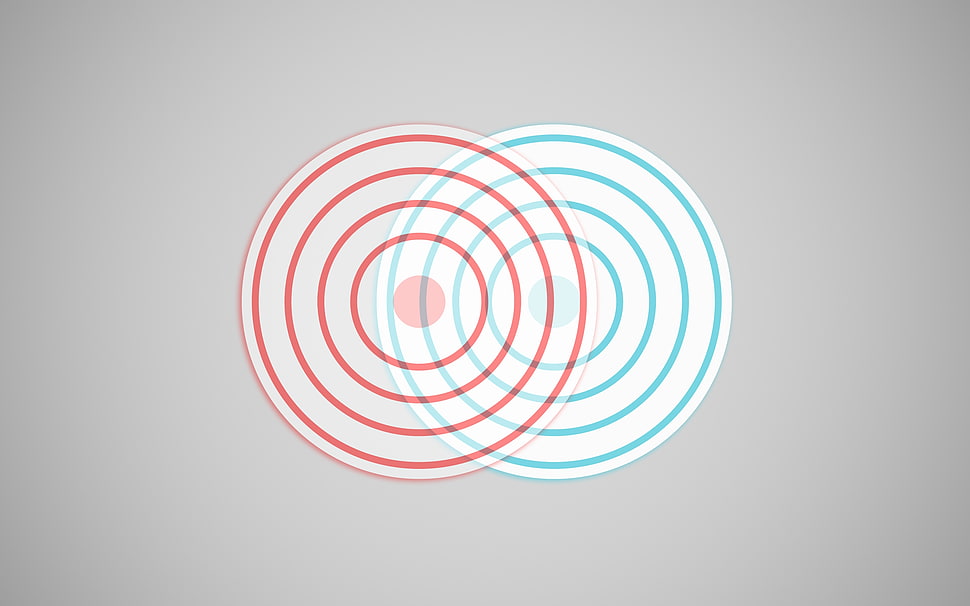 two round red and blue print HD wallpaper