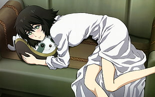 female anime character wearing white dress