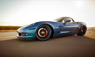 blue sports coupe digital wallpaper, sports car, Corvette, car HD wallpaper