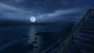 fullmoon at nighttime, Dear Esther, Source Engine, entertainment, video games HD wallpaper