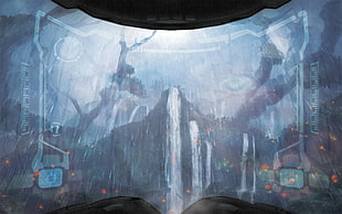 gray and blue videograme screenshot, Metroid Prime, point of view, video games, Samus Aran