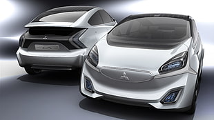 silver Mitsubishi concept car HD wallpaper