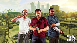 Grand Theft Auto 5 artwork, Grand Theft Auto V, Rockstar Games, digital art, video games HD wallpaper