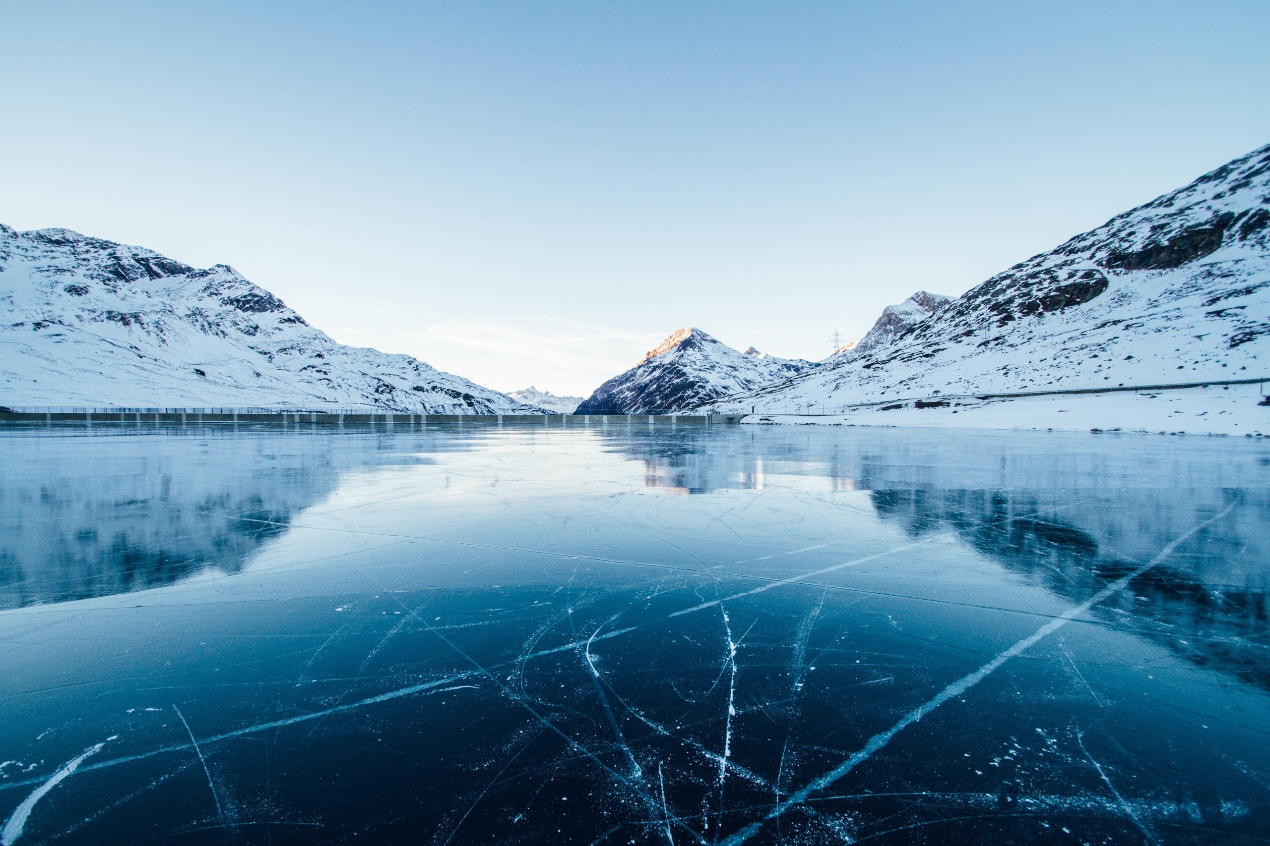 body of water, Switzerland, winter, snow, ice