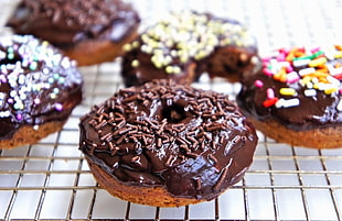 chocolate donut on white surface