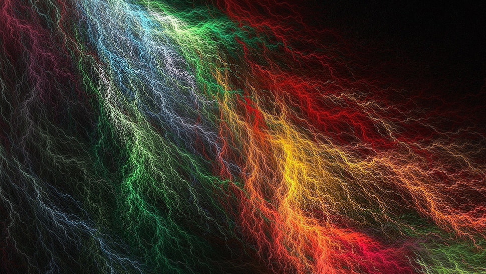 multicolored lightning artwork, digital art, simple, abstract, CGI HD wallpaper