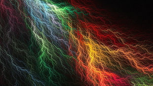 multicolored lightning artwork, digital art, simple, abstract, CGI