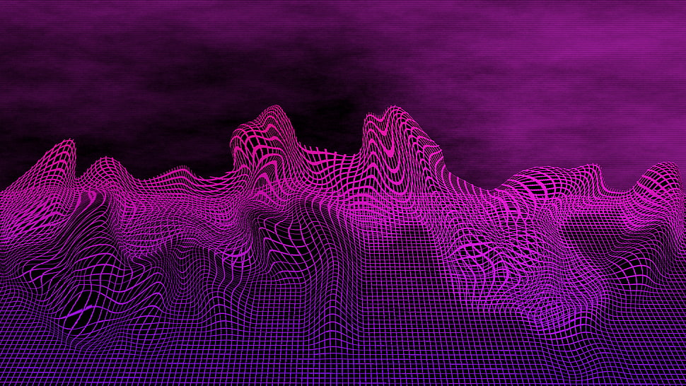 pink and purple signal wave digital wallpaper, abstract, pink, purple, grid HD wallpaper