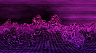 pink and purple signal wave digital wallpaper, abstract, pink, purple, grid