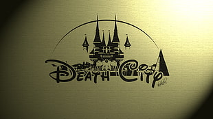 Death City printed beige textile