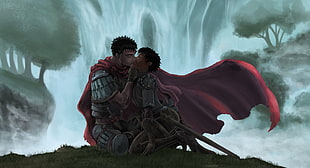 two man and woman knights kissing each other