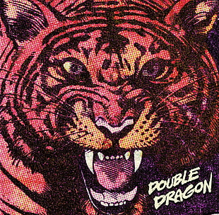 Double Dragon poster, New Retro Wave, tiger, Double Dragon, synthwave