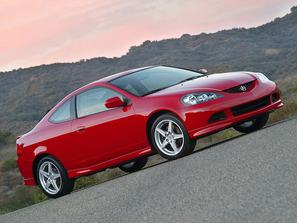 red Honda coupe HD wallpaper