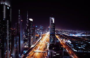timelapse road, Dubai, United arab emirates, Night city HD wallpaper