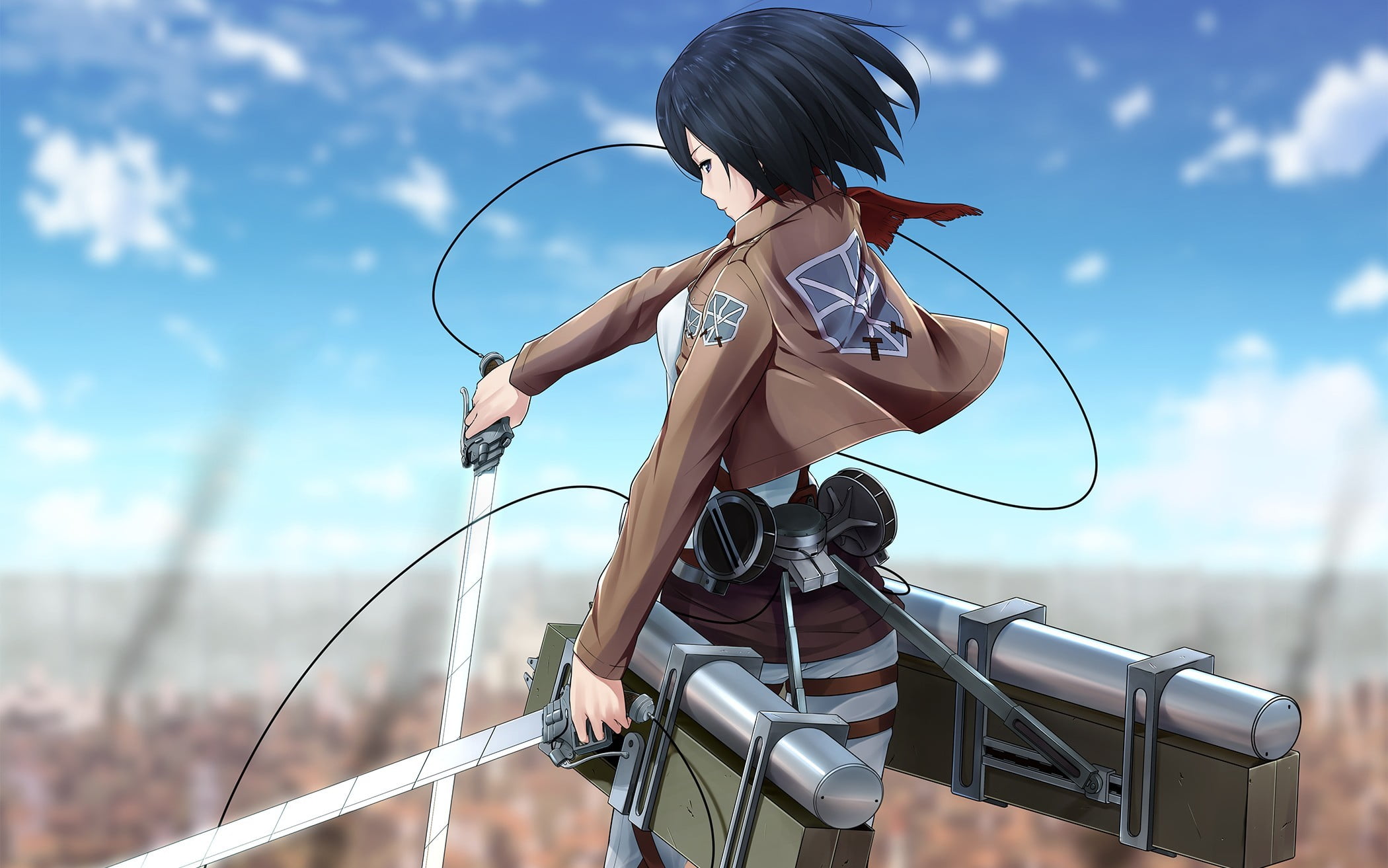 Attack on Titans character digital wallpaper, anime, Shingeki no Kyojin, Mikasa Ackerman