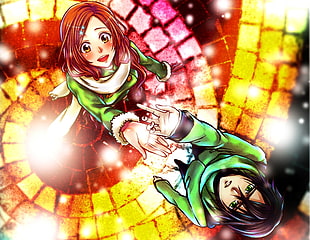 female anime character wearing green peacoat HD wallpaper