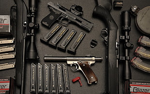 black automatic handgun, gun, Beretta, Ruger