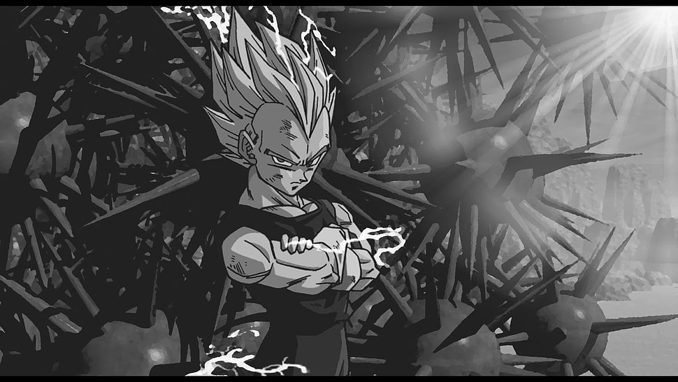 grayscale Vegeta wallpaper, Dragon Ball Z HD wallpaper