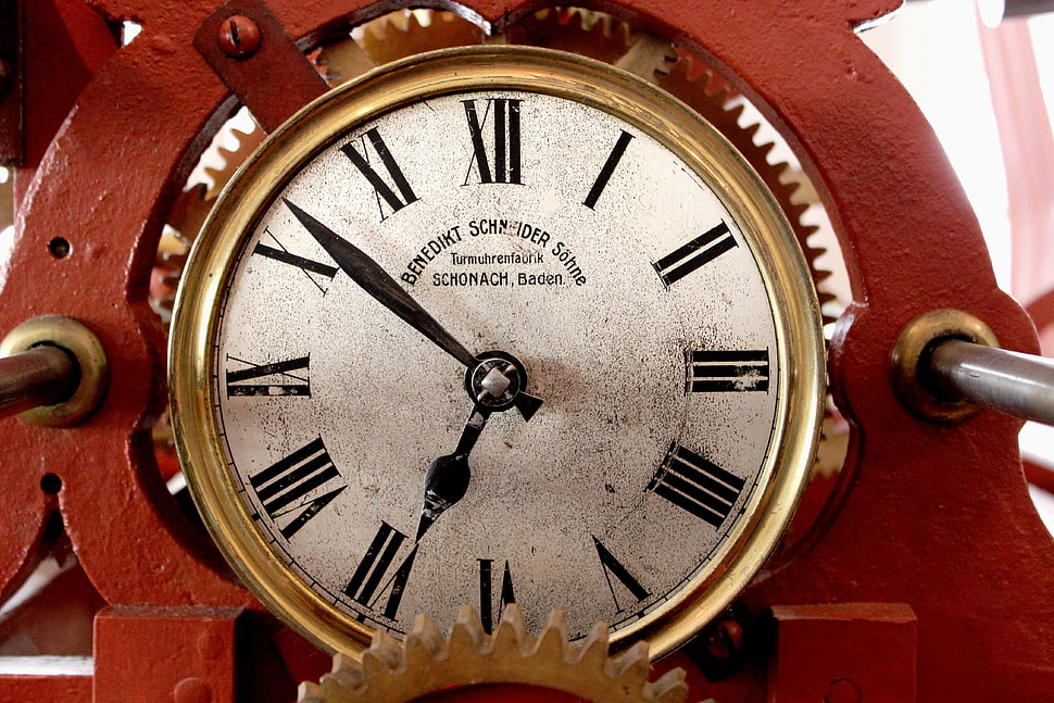 analog clock at 7:55 HD wallpaper