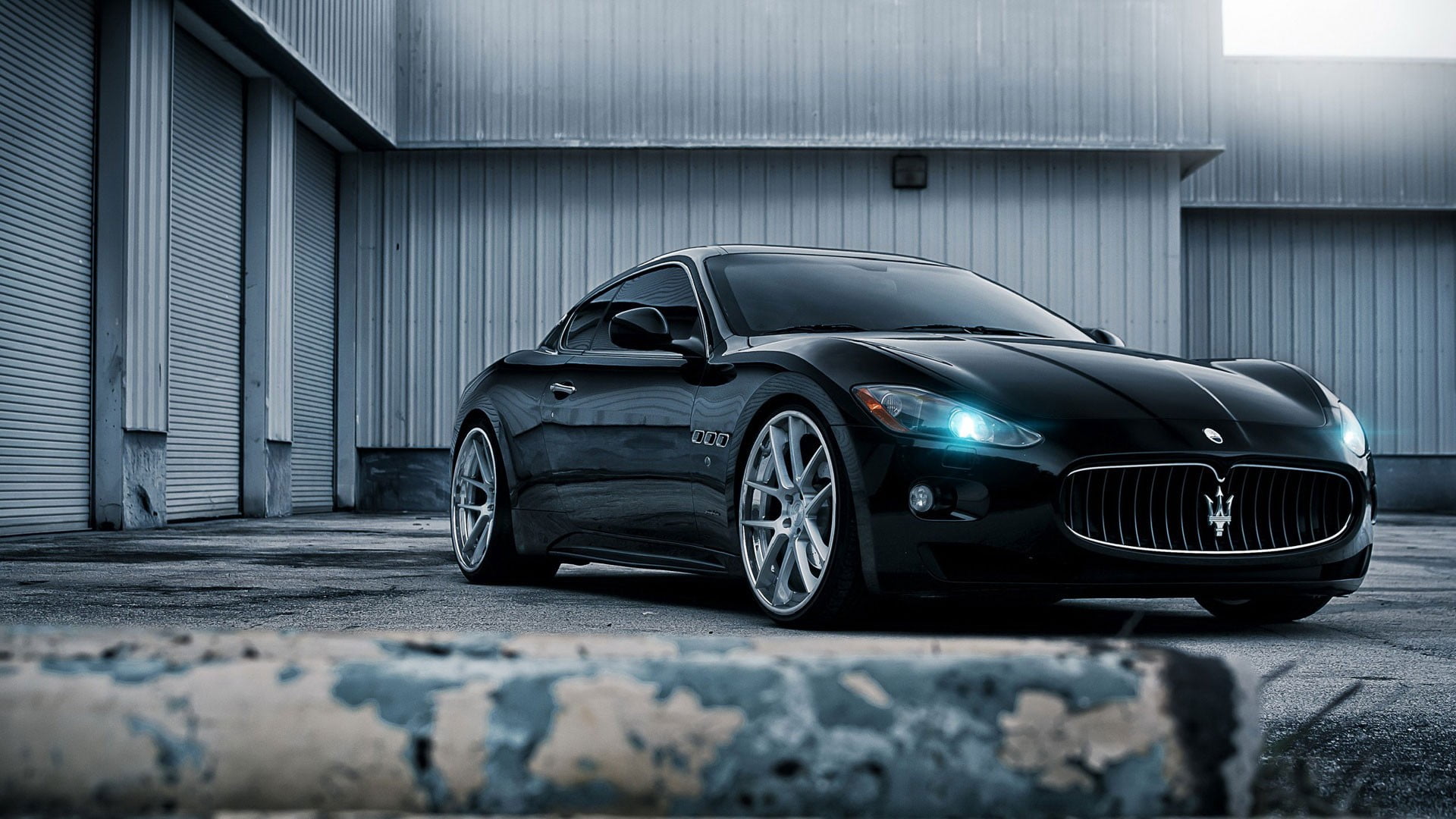 black Meserati coupe, car, Maserati