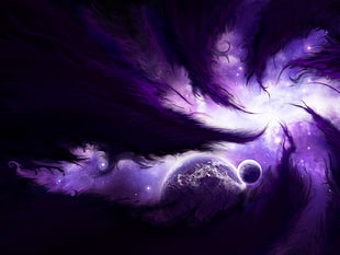 purple and black planet digital wallpaper, space, nebula, planet, space art