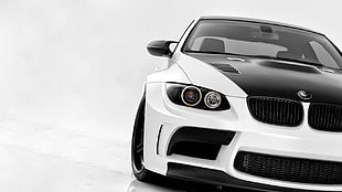 white and black BMW car