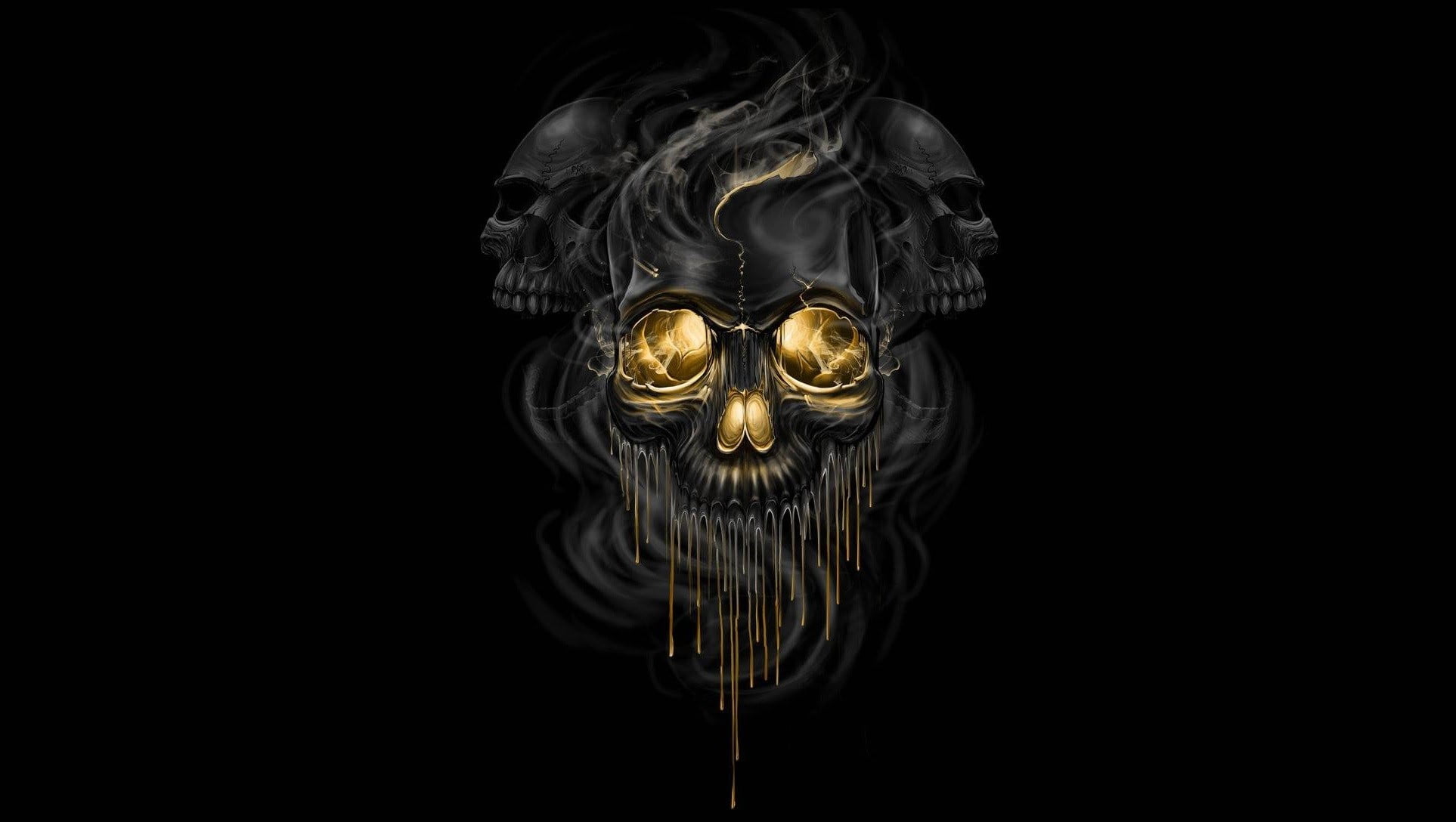 black skulls, artwork, skull