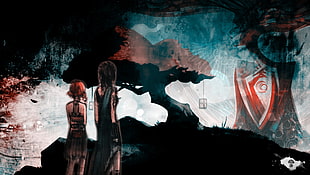 two people standing in front of tree illustration, Final Fantasy XIII, Oerba Yun Fang, Oerba Dia Vanille HD wallpaper