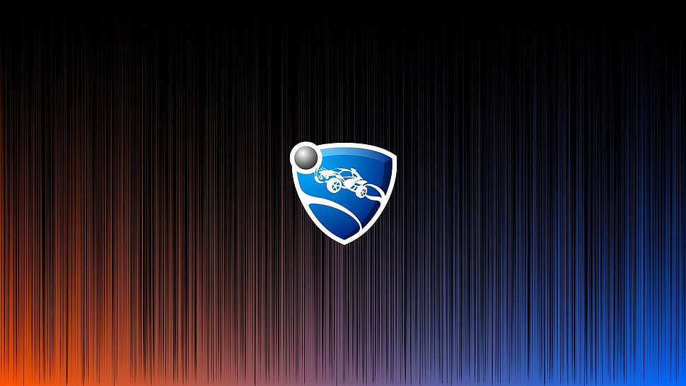 triangular blue and white logo, Rocket League, orange, blue, black HD wallpaper