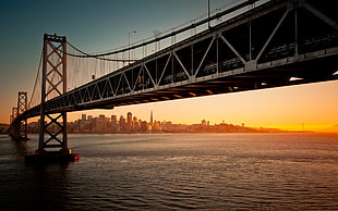 brown metal bridge, sky, bridge, San Francisco, Oakland Bay Bridge HD wallpaper