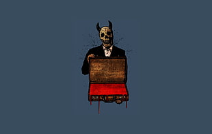 person holding briefcase illustration, artwork, minimalism, Devil